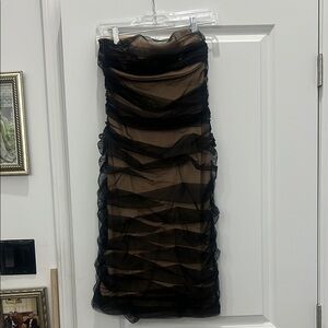 BCBGMaxAzria Tan Strapless Ruched Cocktail Dress